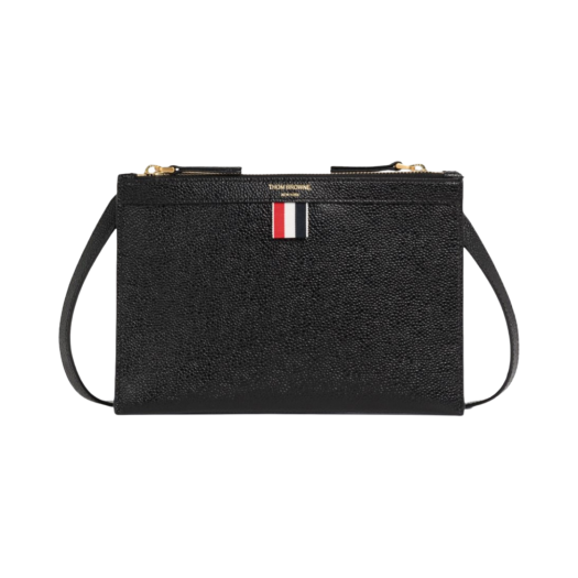 FAP380A-00198-001 Thom Browne Pebble Grain Leather Small Document Holder Crossbody Black