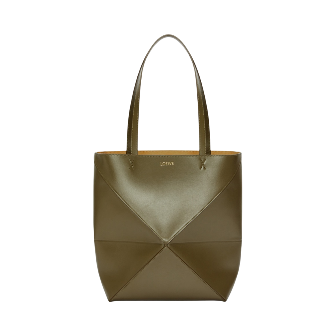 로에베 퍼즐 폴드 토트백 샤이니 카프스킨 다크 카키 그린(Loewe Puzzle Fold Tote Bag in Shiny Calfskin Dark Khaki Green) - 1