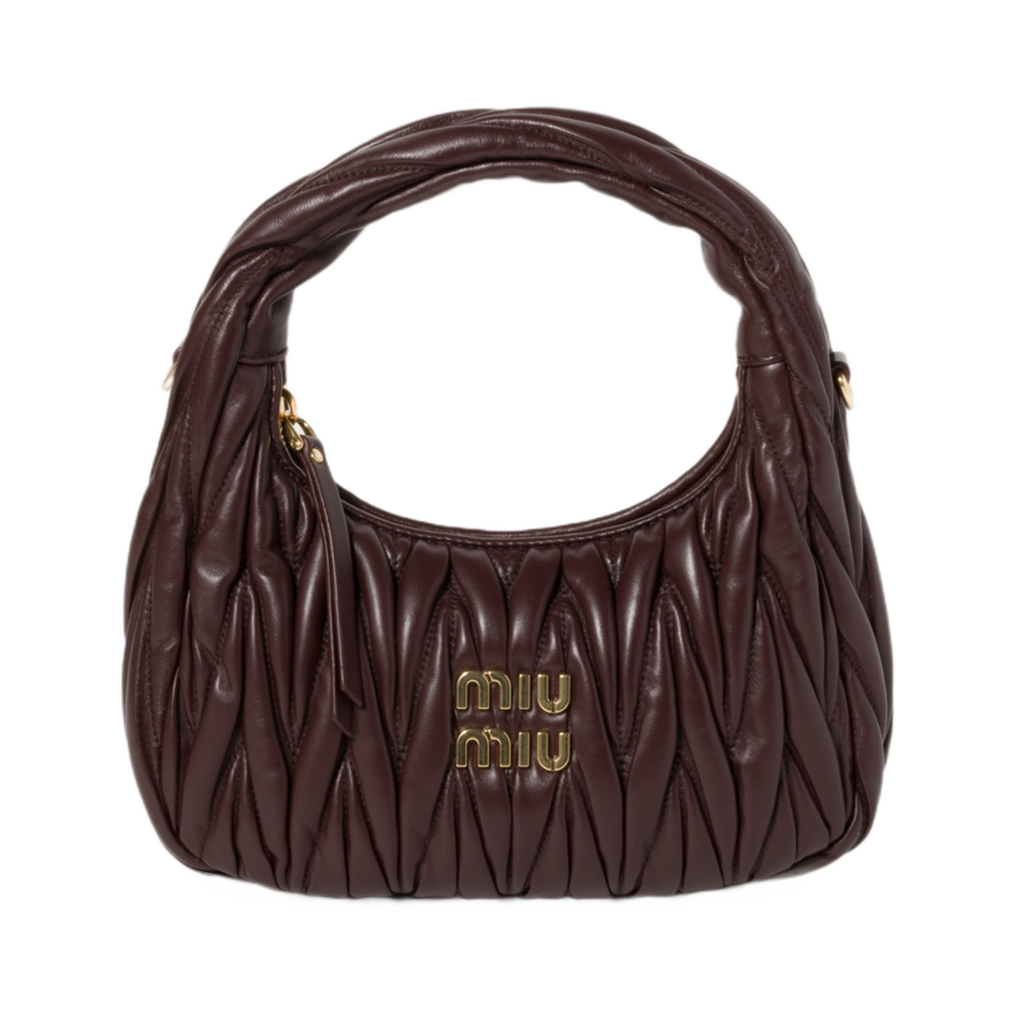 미우 미우 완더 마테라쎄 나파 레더 호보백 브라운(Miu Miu Wander Matelassé Nappa Leather Hobo Bag Brown) - 1