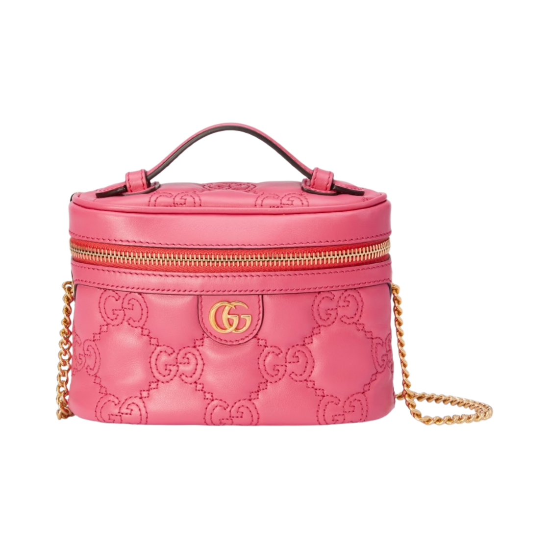 구찌 GG 마틀라세 탑 핸들 미니백 핑크 레더(Gucci GG Matelasse Top Handle Mini Bag Pink Leather) - 1