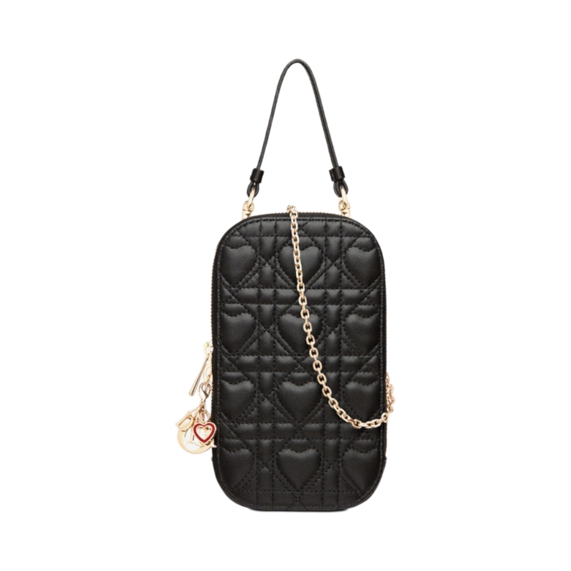디올 아무르 레이디 휴대폰 홀더 까나쥬 램스킨 블랙(Dior Amour Lady Phone Holder Cannage Lambskin Black) - 1