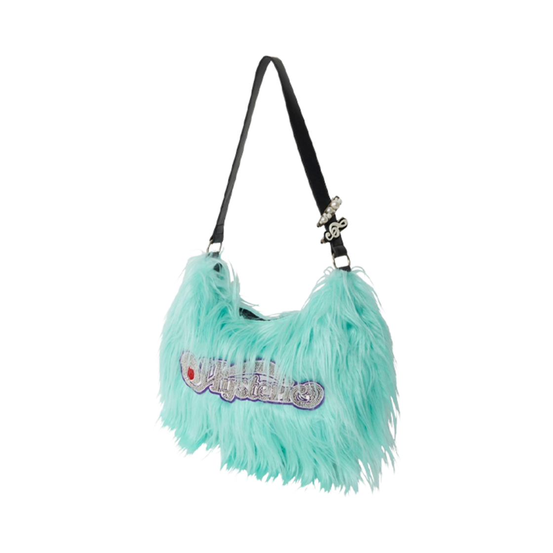 (W) 히스테릭 글래머 랩드 하트 로고 자수 퍼 백 블루((W) Hysteric Glamour Wrapped Heart Logo Embroidered Fur Bag Blue)