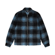 Stussy Shadow Plaid Sherpa Zip Shirt Blue