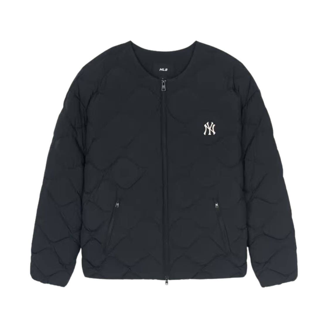 MLB 베이직 U넥 라이트웨이트 숏 푸퍼 자켓 뉴욕 양키스 블랙(MLB Basic U Neck Lightweight Short Puffer Jacket New York Yankees Black)
