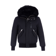 Mackage Dixon 2-In-1 Nordic Tech Down Bomber with Blue Fox Fur Black Black