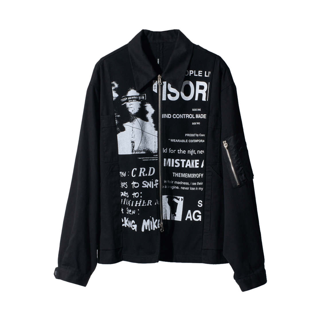 코드 디바이드 리워크 프린트 자켓 블랙(Cord Divide Rework Print Jacket Black)