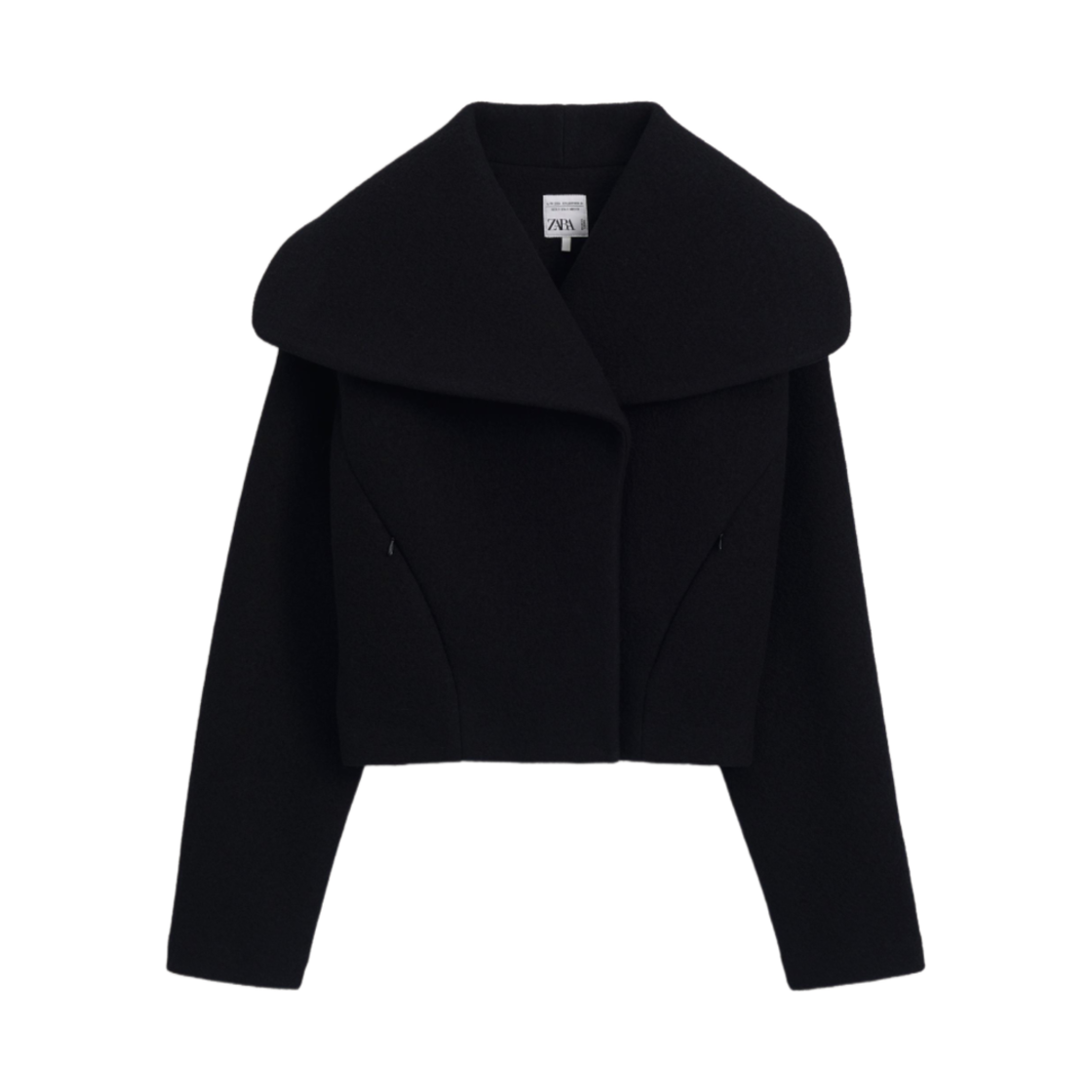 (W) 자라 리미티드 에디션 100% 울 크롭드 자켓 블랙((W) Zara Limited Edition 100% Wool Cropped Jacket Black)