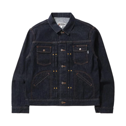 - BAPE Champion Denim Jacket Navy Indigo
