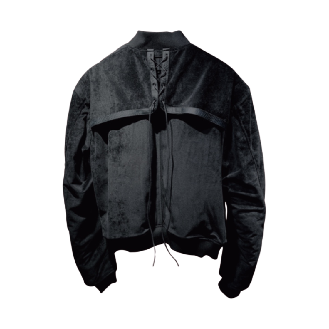 언더마이카 x 에모스탠스클럽 아크노솜 레더 패널드 벨루어 봄버 블랙 아이리스 - 23FW(Undermycar x Emostanceclub Aknosom Leather Paneled Velour Bomber Black Iris - 23FW)