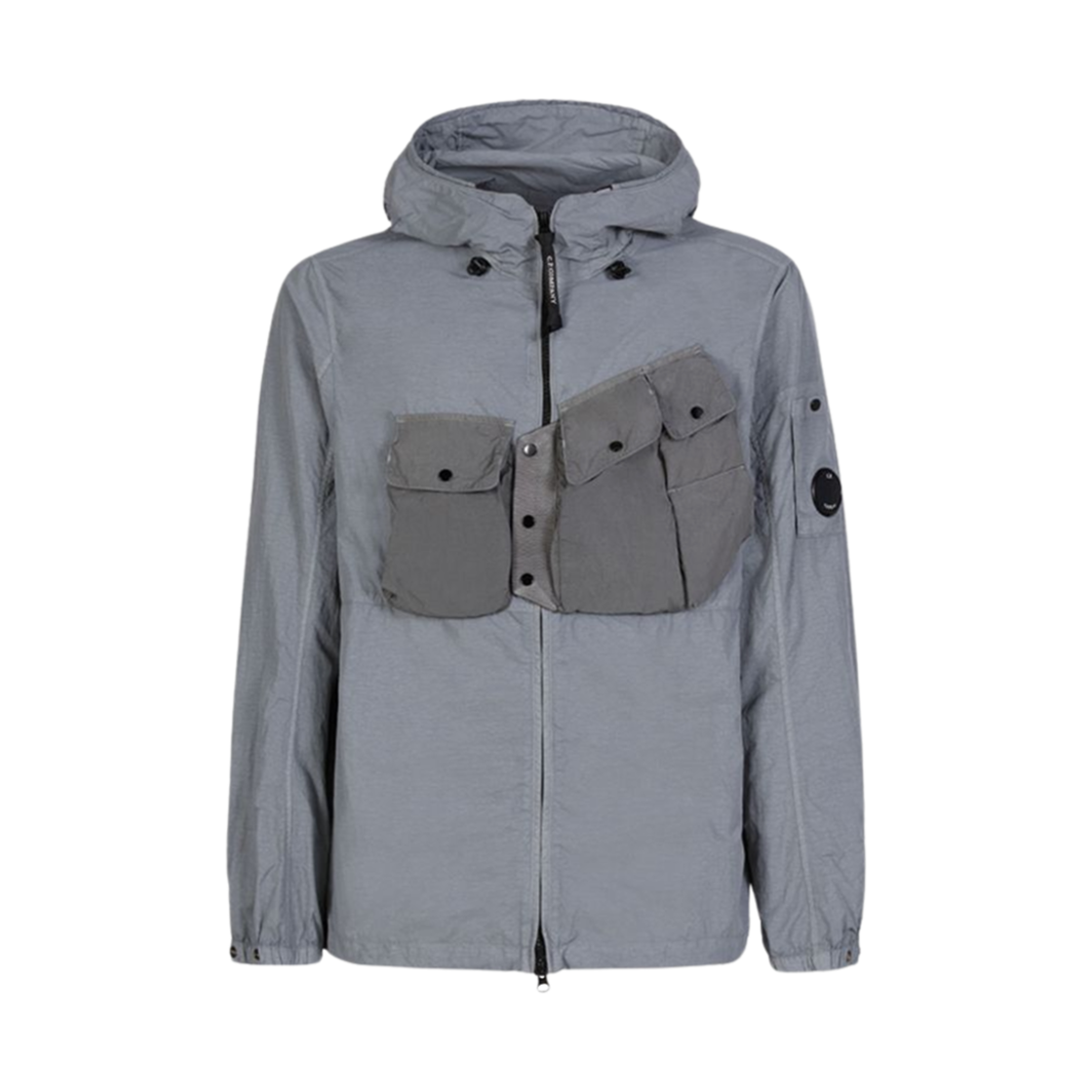 C.P. 컴퍼니 플랫 나일론 믹스드 후드 오버셔츠 그레이 - 22SS(C.P. Company Flatt Nylon Mixed Hooded Overshirt Grey - 22SS)