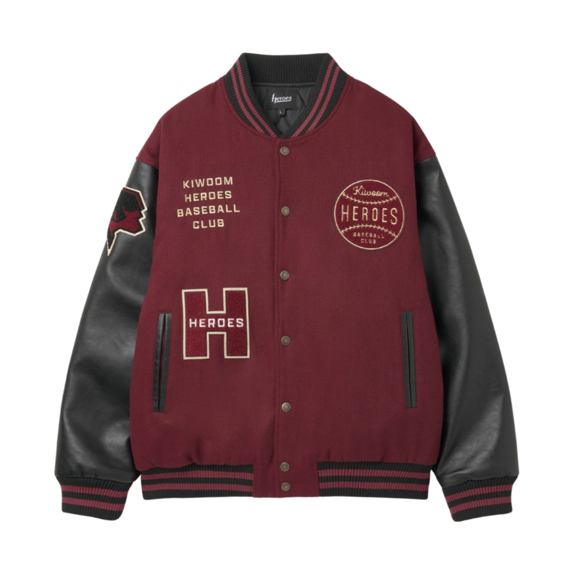 키움 히어로즈 25 스프링 캠프 스타디움 자켓 버건디 블랙(Kiwoom Heroes 25 Spring Camp Stadium Jacket Burgundy Black)