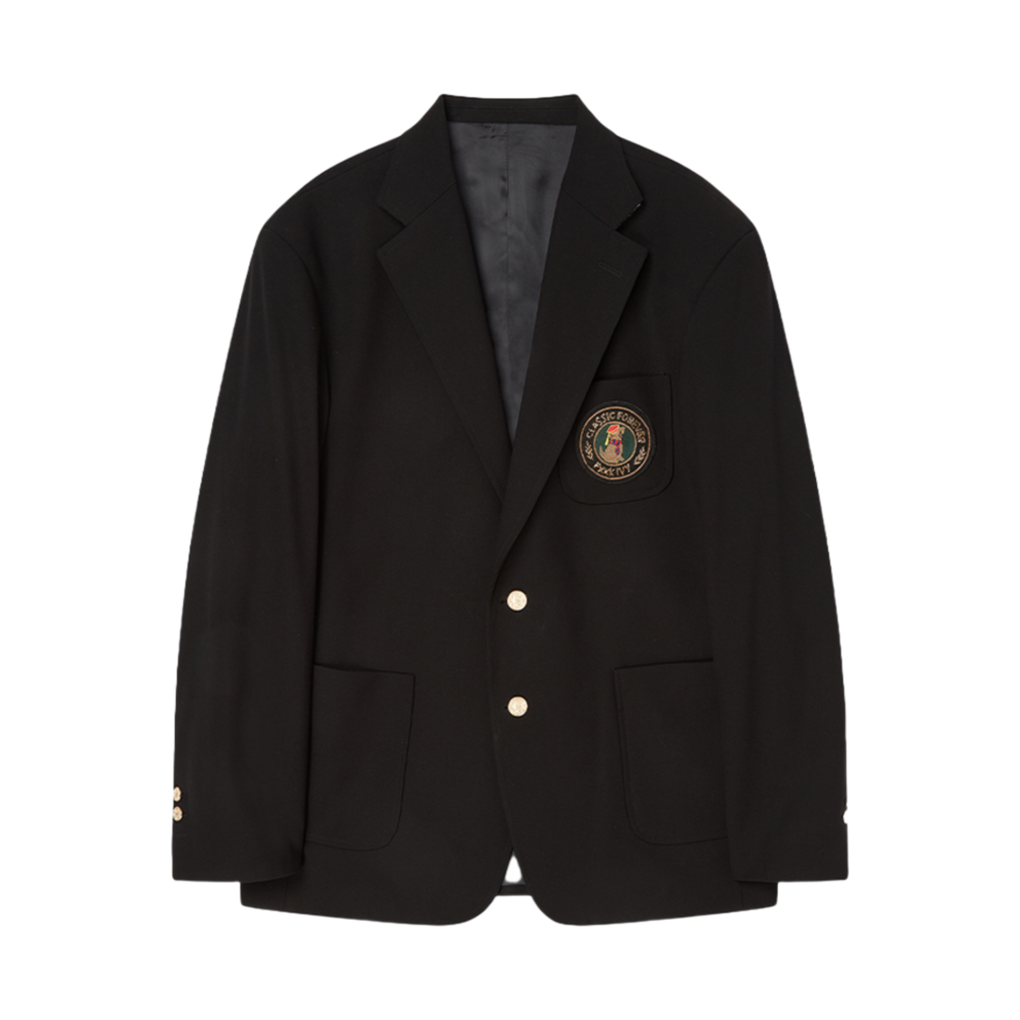 NV24FAJK01BK_ N ARCHIVE Fxxk IVY Handmade Logo Preppy Wool Jacket Black