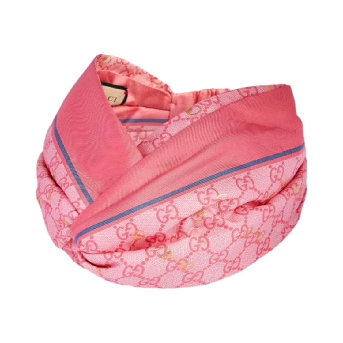 (W) 구찌 GG 프린트 홀스빗 실크 헤드밴드 핑크 라이트 핑크((W) Gucci GG Print with Horsebit Silk Headband Pink Light Pink) - 2