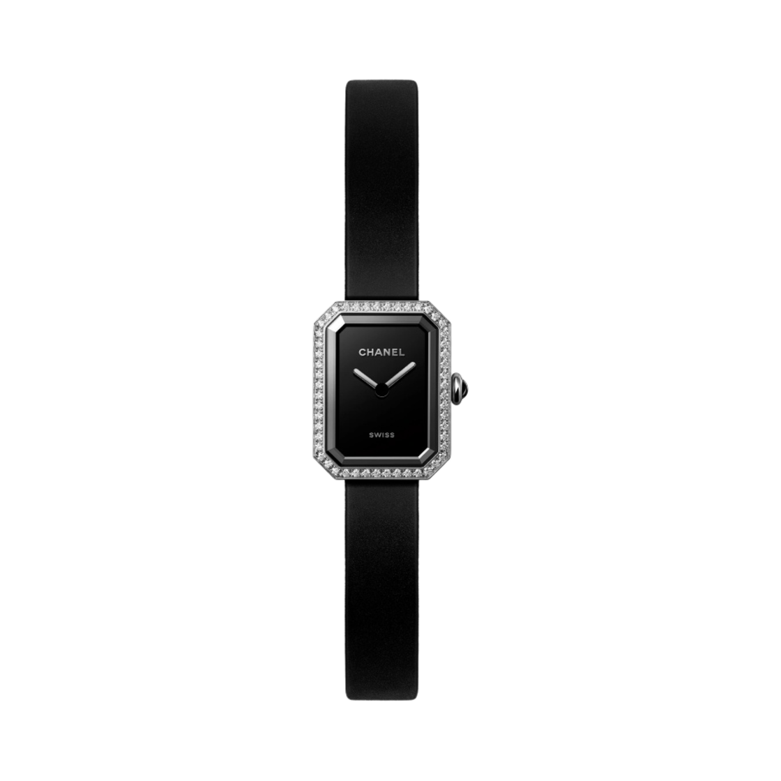 샤넬 프리미에르 리본 워치 블랙 래커드 스틸 다이아몬드 블랙 러버(Chanel Premier Ribbon Watch Black Lacquered Steel Diamonds Black Rubber)