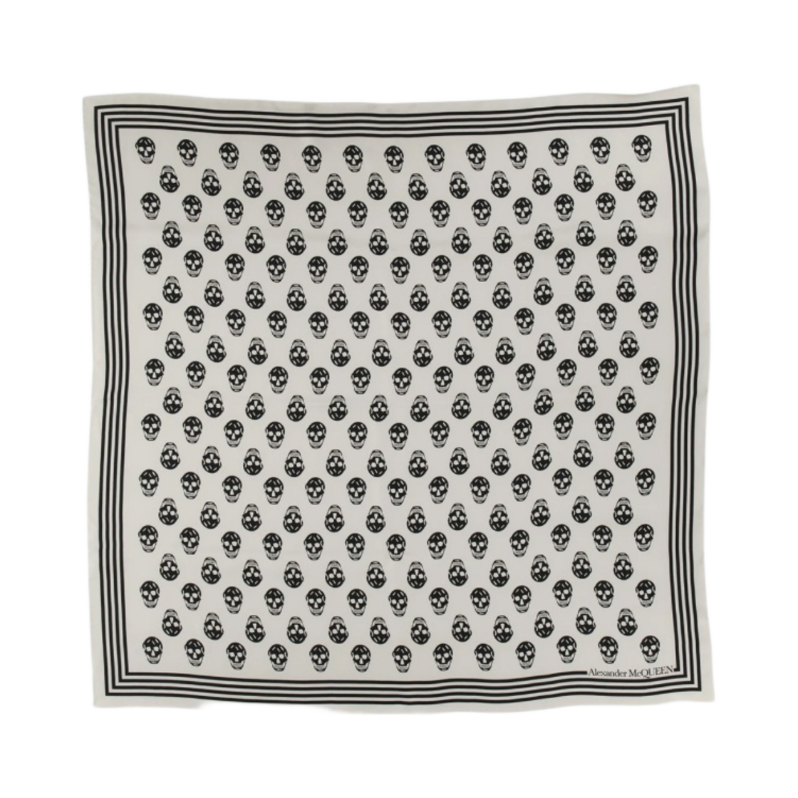 5909293001Q9260 Alexander McQueen Biker Skull Scarf White
