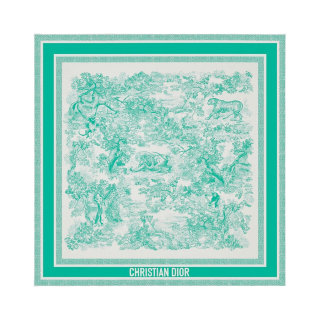 (W) 디올 리비에라 트왈 드 주이 소바쥬 90 스퀘어 스카프 실크 트윌 화이트 아쿠아마리나((W) Dior Dioriviera Toile de Jouy Sauvage 90 Square Scarf Silk Twill White Aquamarina)