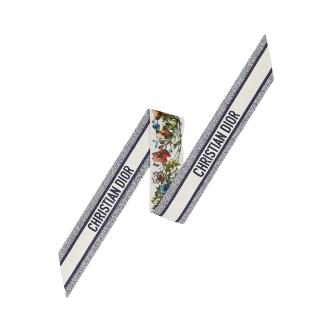 (W) 디올 D-밀레피오리 미차 스카프 화이트 멀티컬러 실크 트윌((W) Dior D-Millefiori Mitzah Scarf White Multicolor Silk Twill) - 2
