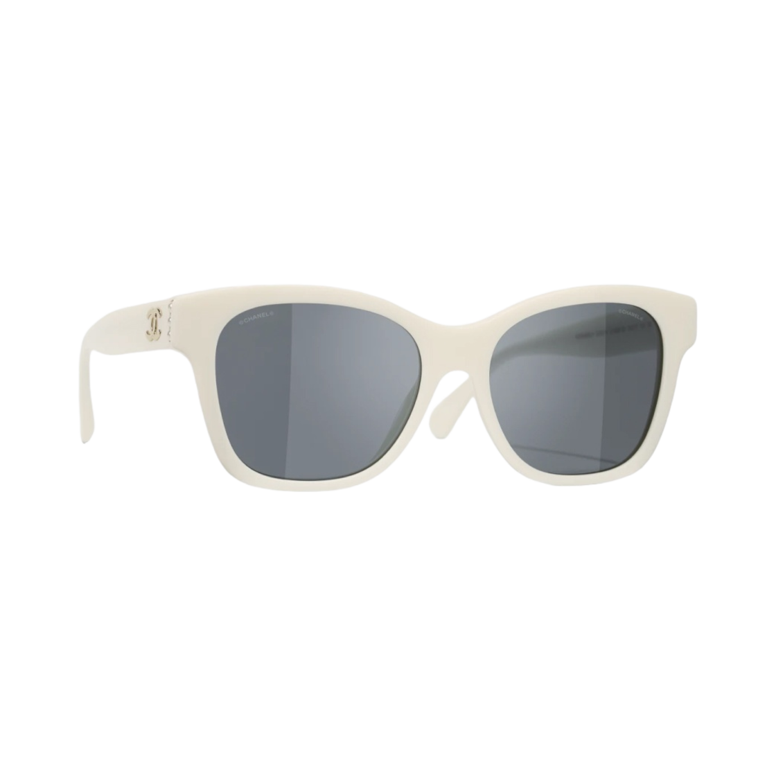 샤넬 스퀘어 선글라스 아세테이트 글래스 펄 & 화이트 프레임 그레이 렌즈 아시안 핏(Chanel Square Sunglasses Acetate Glass Pearls & White Frame Grey Lenses Asian Fit) - 2
