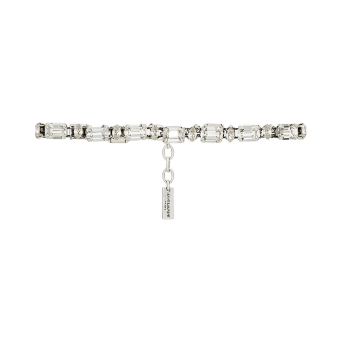 생로랑 페어 앤 스퀘어 라인스톤 브레이슬릿 메탈 크리스탈 옥시다이즈드 실버(Saint Laurent Pear and Square Rhinestone Bracelet in Metal Crystal Oxidized Silver) - 1
