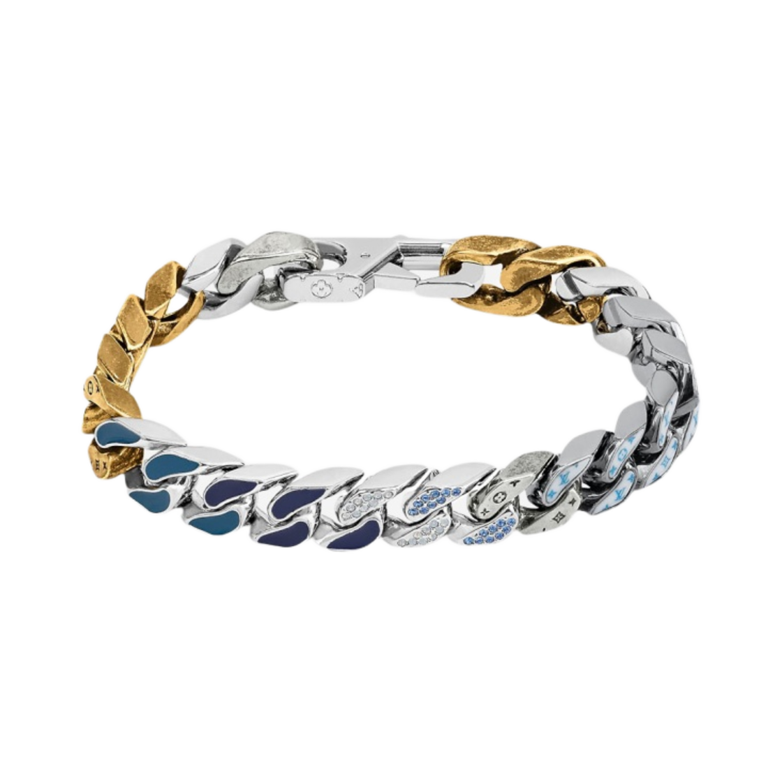 루이비통 체인 링크 패치 브레이슬릿 블루 골드 실버(Louis Vuitton Chain Links Patches Bracelet Blue Gold Silver) - 1