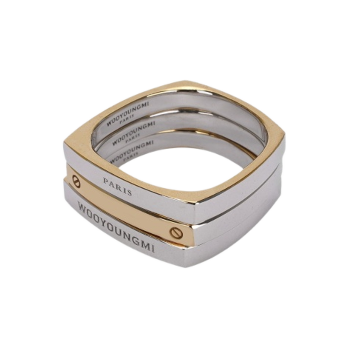 우영미 모놀리스 트리플 링 실버 골드