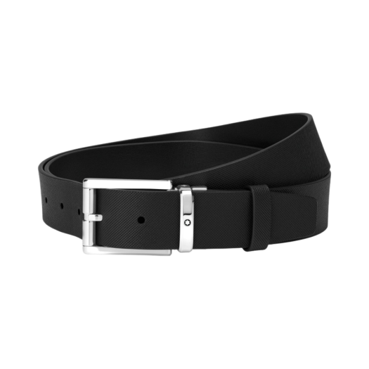 126028 Montblanc Rectangular Roller Pin Buckle 35mm Leather Belt Black