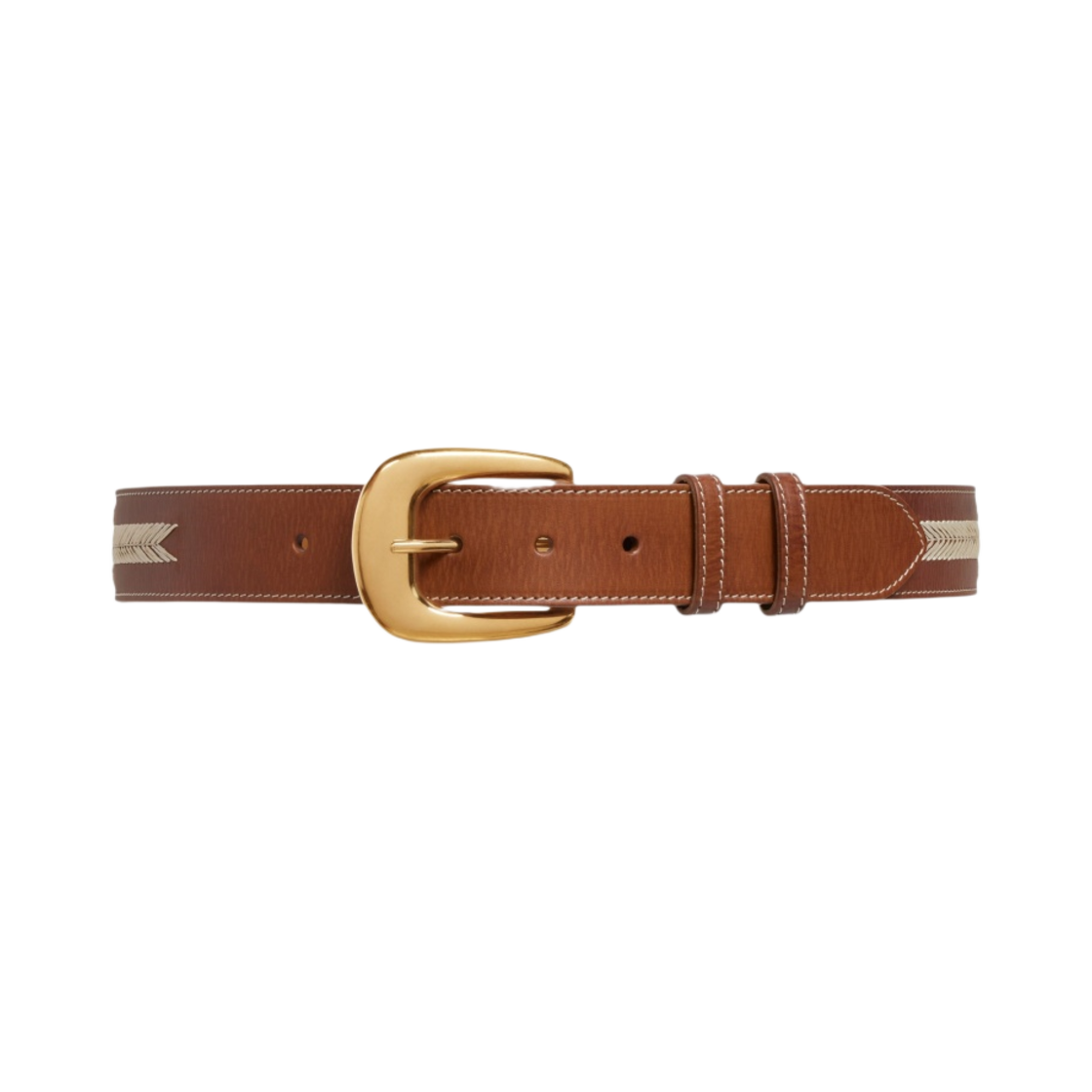 (W) 셀린느 라지 트리옹프 자수 빈티지 카프스킨 웨스턴 벨트 카멜((W) Celine Large Western Belt in Vintage Calfskin with Triomphe Embroidery Camel) - 1