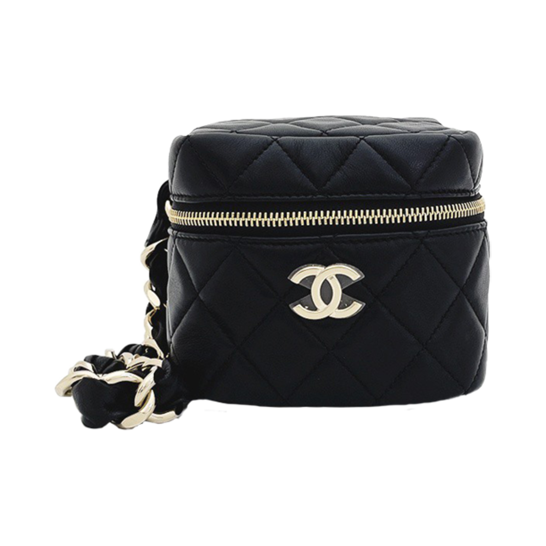 샤넬 CC로고 스퀘어 체인 베니티백 블랙 샴페인골드 램스킨