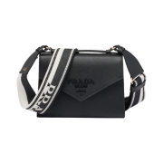 Prada Monochrome Saffiano and Leather Bag Black
