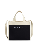 Marni Jacquard Small Shopping Bag Black Silk White