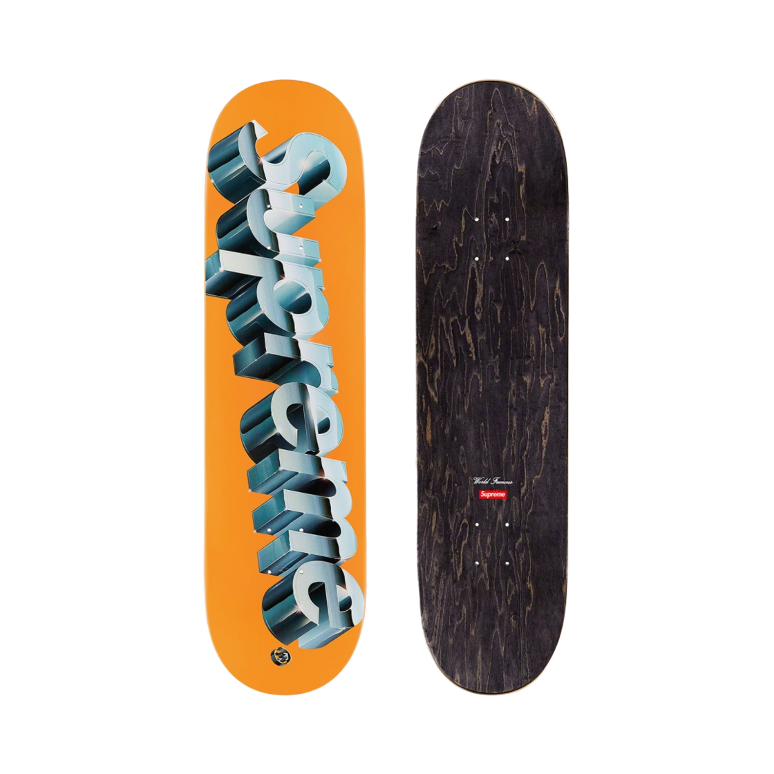 슈프림 크롬 로고 스케이트보드 덱 오렌지 - 20SS