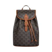 Celine Medium Folco Backpack in Triomphe Canvas and Calfskin Tan