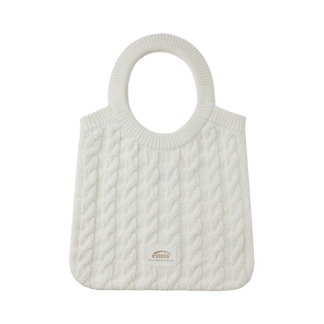 이미스 케이블 코튼 니트 백 화이트(Emis Cable Cotton Knit Bag White) - 1
