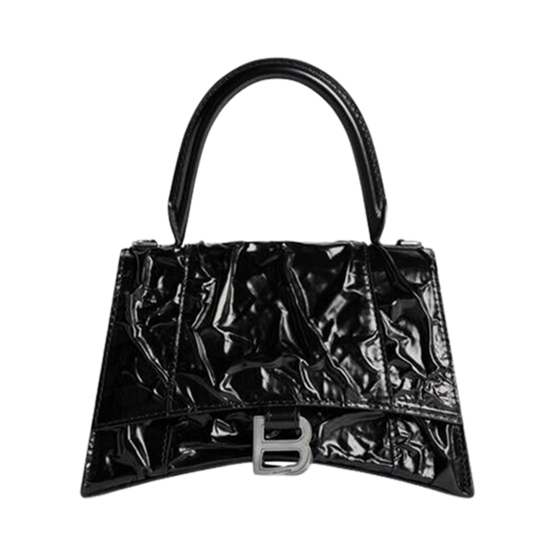 발렌시아가 아워글래스 스몰 핸드백 크러쉬드 이펙트 블랙(Balenciaga Hourglass Small Handbag Crushed Effect Black) - 1
