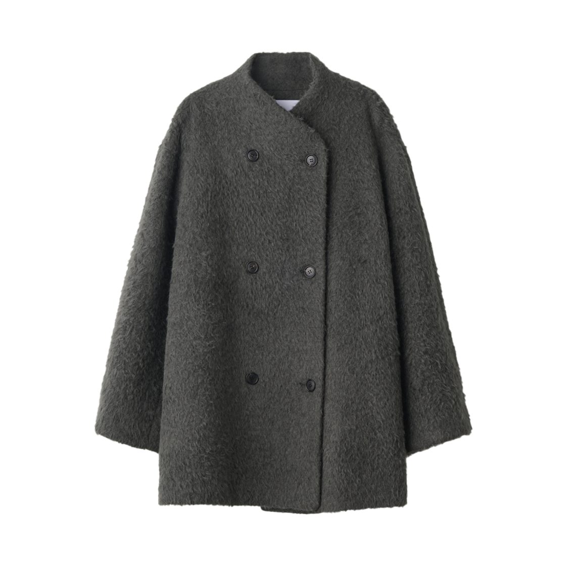 24FLCT002DYF Blank03 Suri Alpaca Double Half Coat Deep Grey