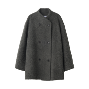 Blank03 Suri Alpaca Double Half Coat Deep Grey