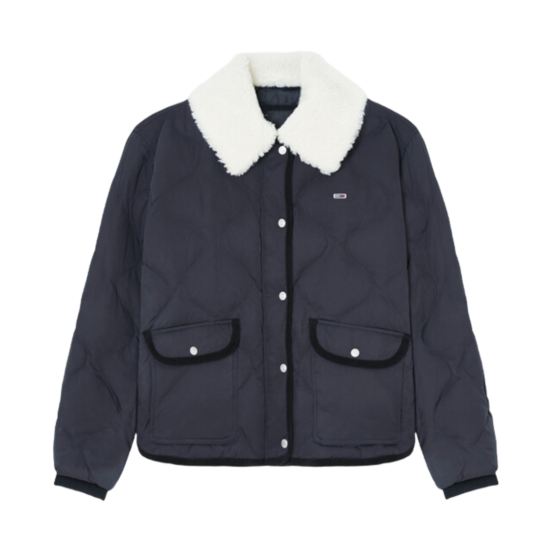 (W) 타미 진스 셰르파 숏 다운 블랙((W) Tommy Jeans Sherpa Short Down Black) - 1