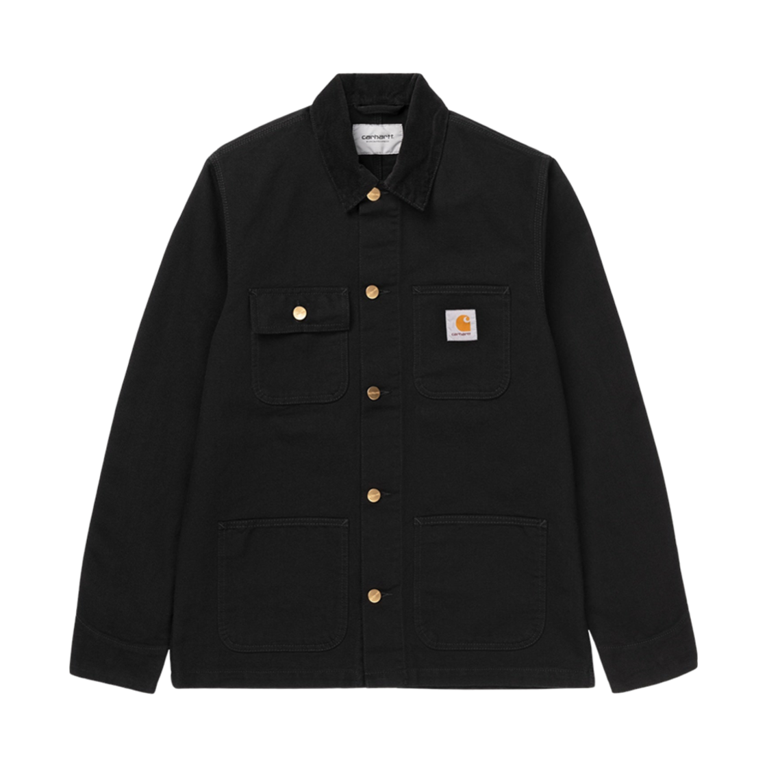 칼하트 WIP 디어본 캔버스 (언라인드) 미시건 초어 코트 블랙 - 스프링(Carhartt WIP Dearborn Canvas (unlined) Michigan Chore Coat Black Black Rinsed - Spring)