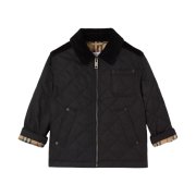 (Kids) Burberry Corduroy Detail Diamond Quilted Jacket Black