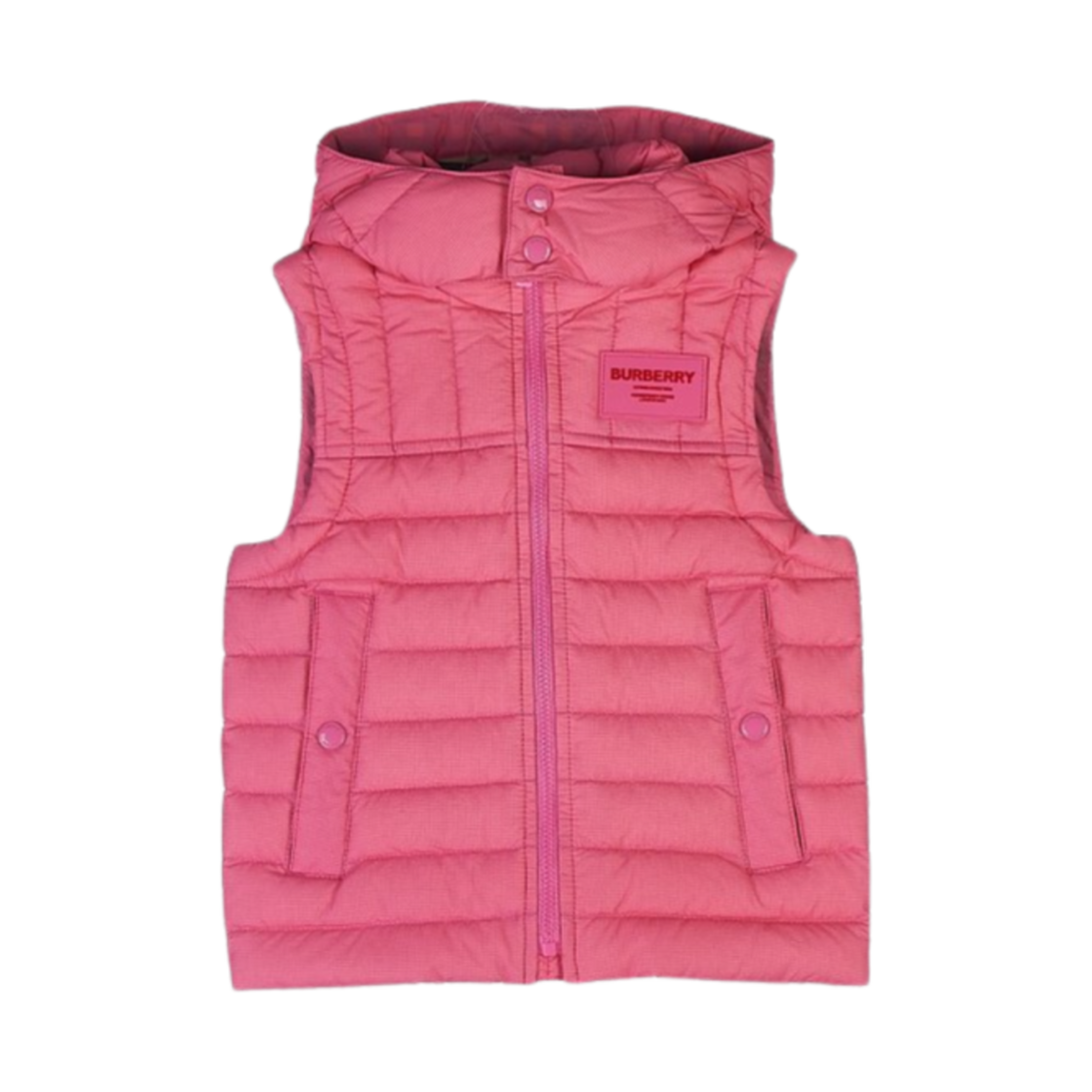 8053912 (Baby) Burberry Horseferry Applique Nylon Hooded Vest Bubblegum Pink