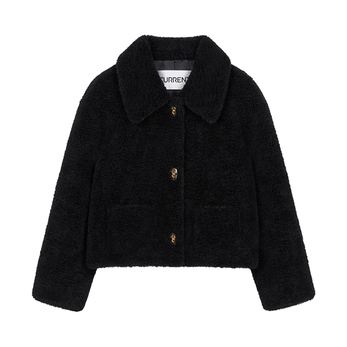 커렌트 페이크 퍼 셋인카라 자켓 블랙(Current Faux Fur Set In Collar Jacket Black)