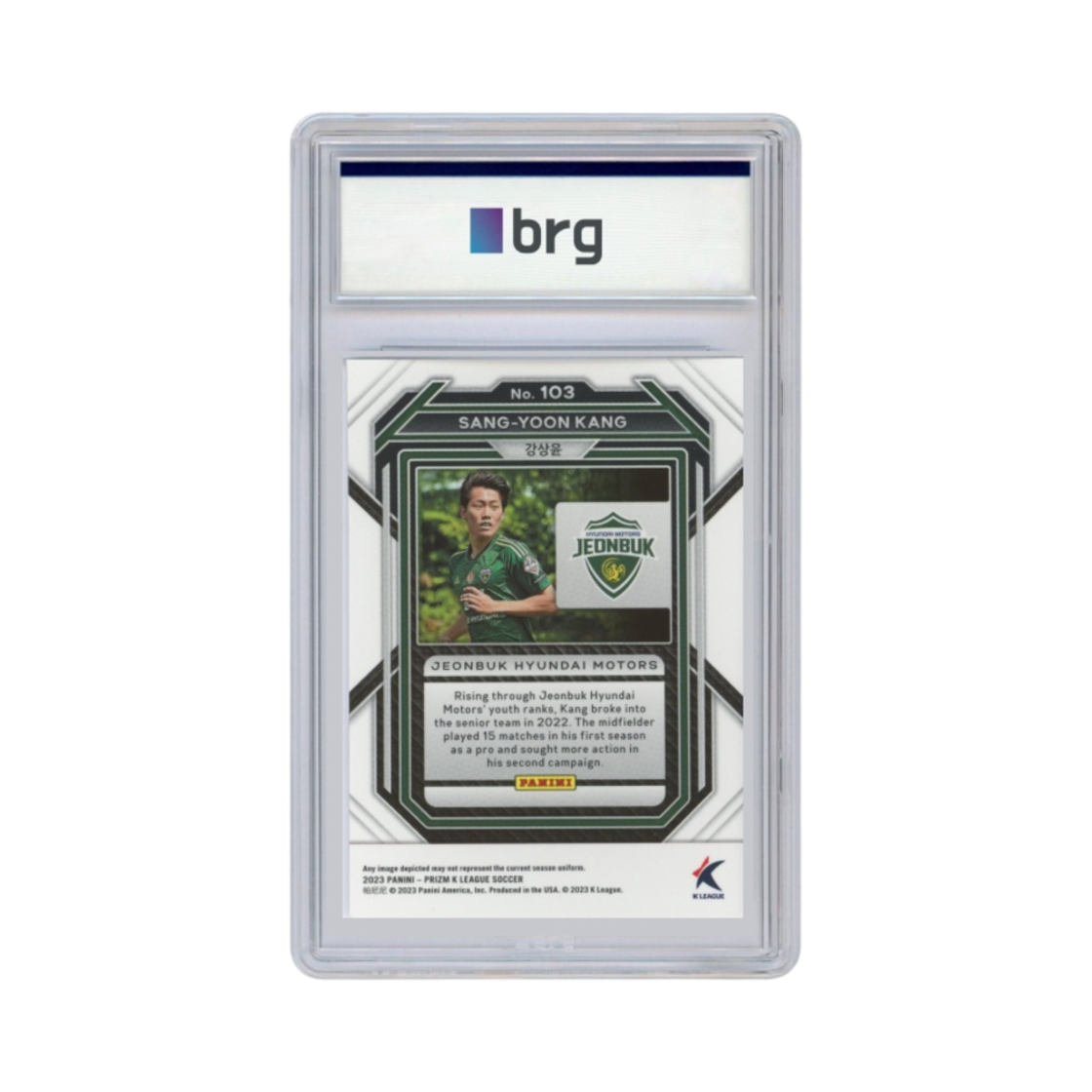 파니니 프리즘 K 리그 K 리그 1 #103 전북 현대 모터스 강상윤 베이스 축구 카드 2023(Panini Prizm K League K League 1 #103 Jeonbuk Hyundai Motors KangSang Yoon Base Soccer Card 2023) - 2