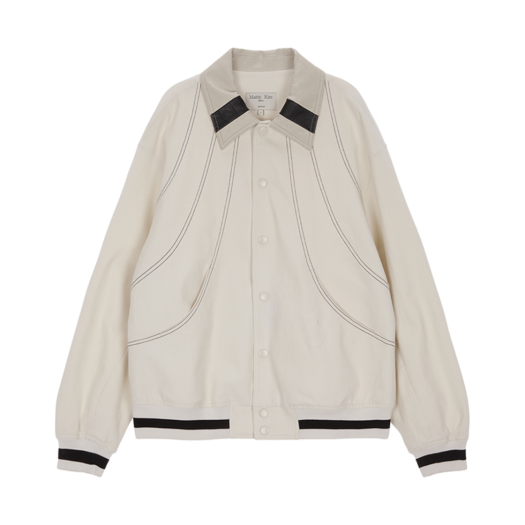 W) 마뗑킴 래글런 스티치 바시티 점퍼 카키 | Matin Kim | KREAM