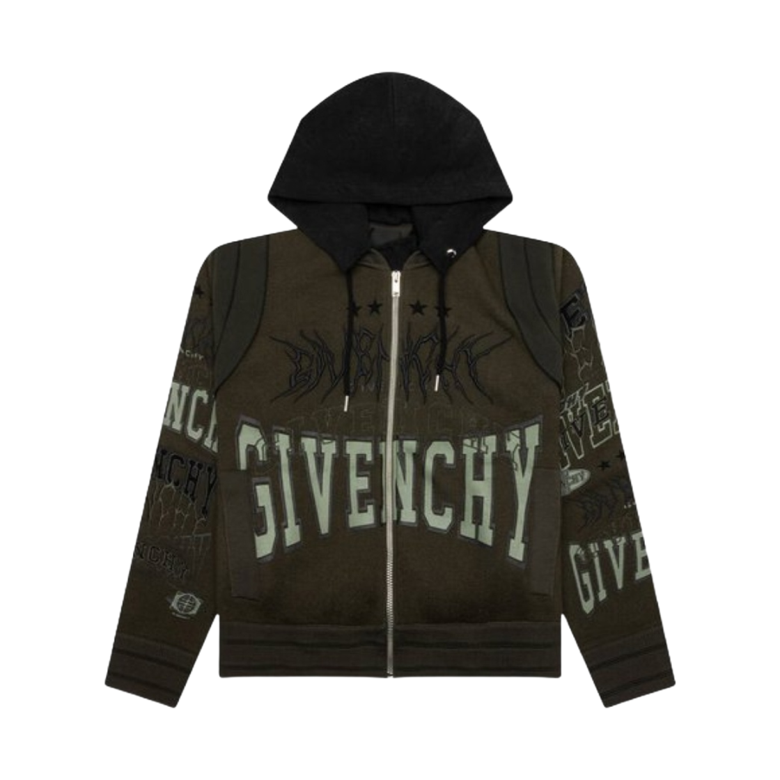 BM00ZD4YCC-309 Givenchy Hooded Varsity Jacket Military Green