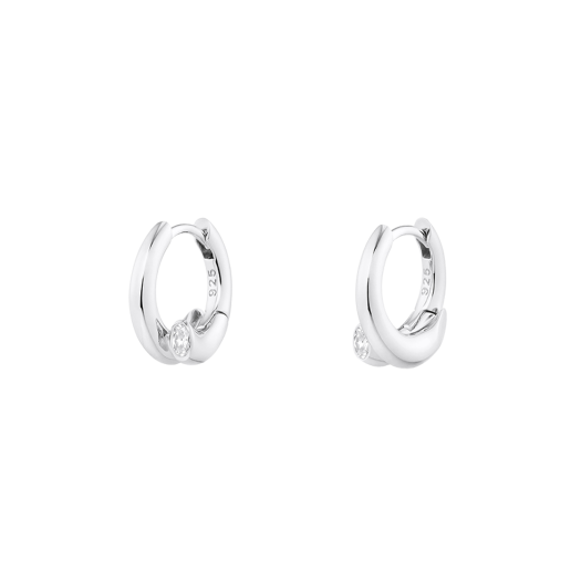 N24OE01 NUMBERING #8100 Small Coil Oval Point Earring Silver