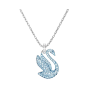(W) Swarovski Iconic Swan Pendant Blue Rhodium Plated