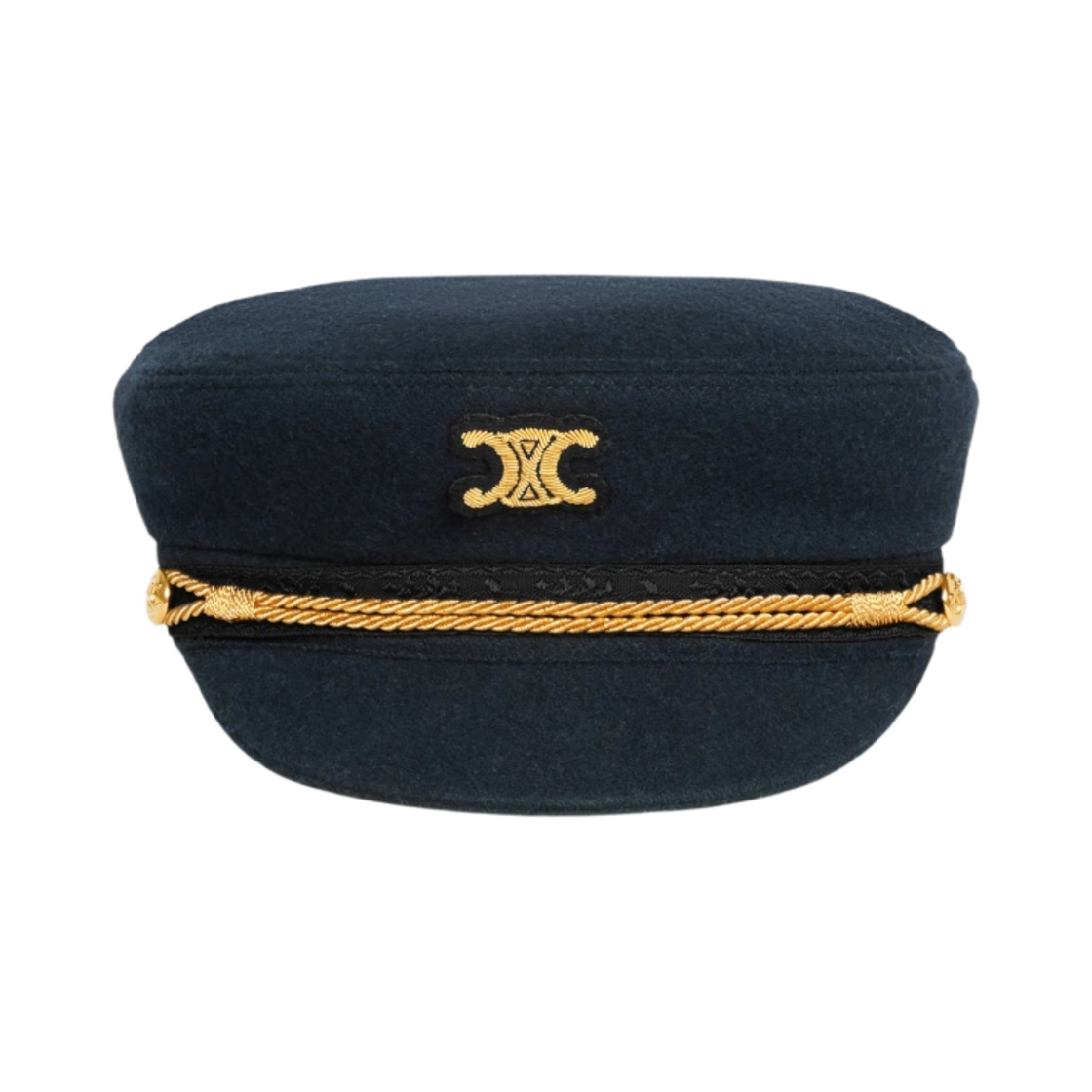 (W) 셀린느 울 클로스 트리옹프 세일러 캡 다크 네이비((W) Celine Triomphe Sailor Cap in Wool Cloth Dark Navy) - 1