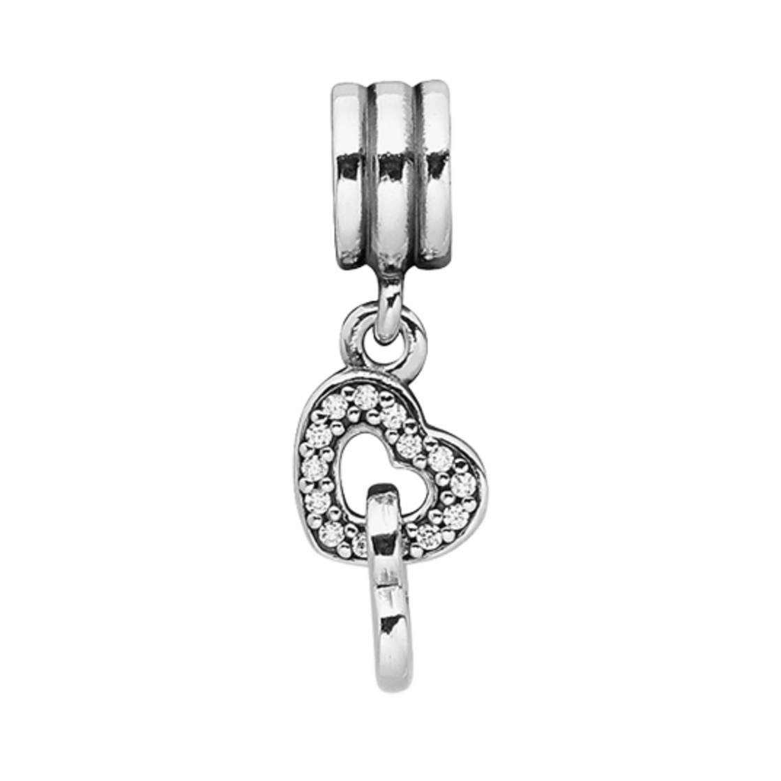 (W) 판도라 인터로킹 하트 댕글 참 스털링 실버 클리어((W) Pandora Interlocking Hearts Dangle Charm Sterling Silver Clear)