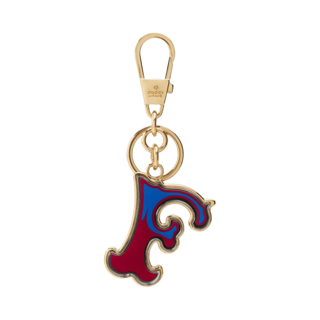 구찌 레터 F 플렉시글라스 키체인 다크 레드 골드(Gucci Letter F Plexiglas Keychain Dark Red Gold) - 1
