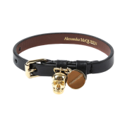 Alexander McQueen Gold Skull Strap Bracelet Black